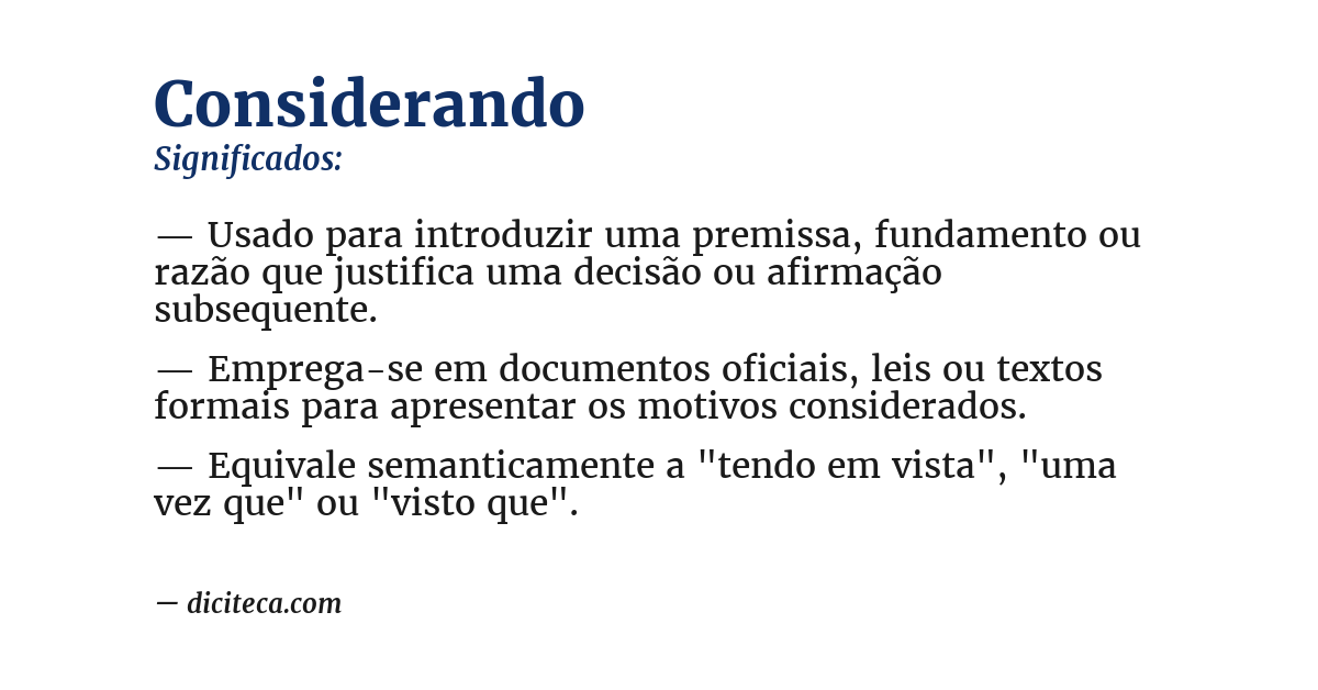 Significado de considerando