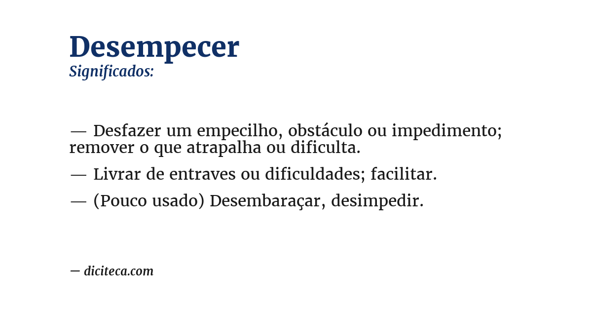 Significado de desempecer