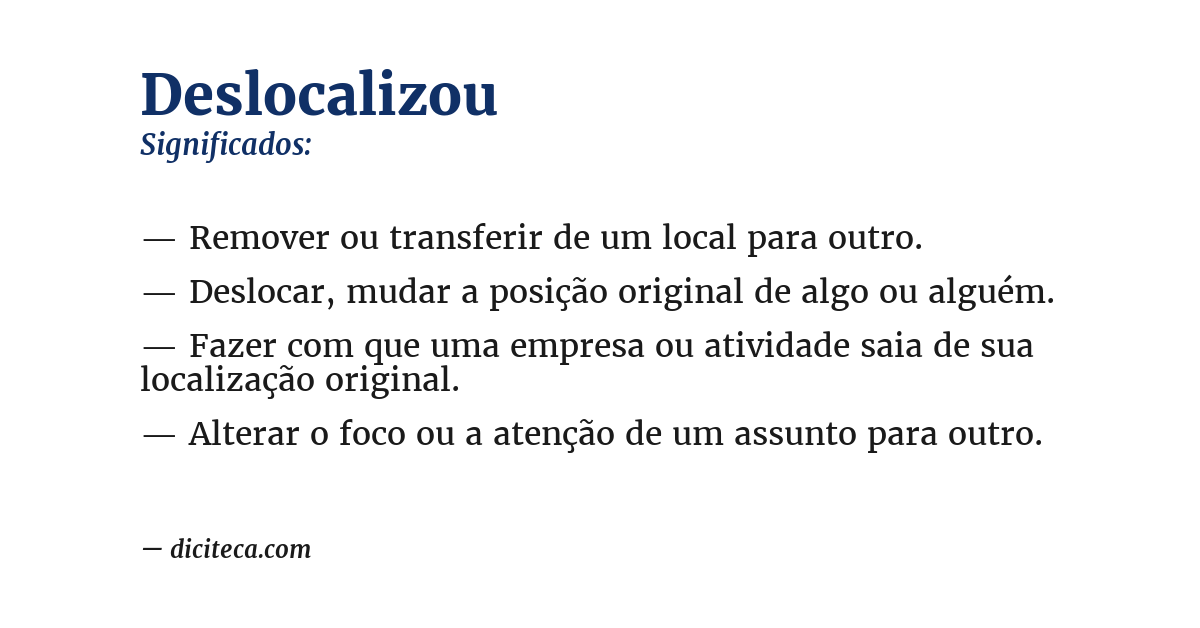 Significado de deslocalizou