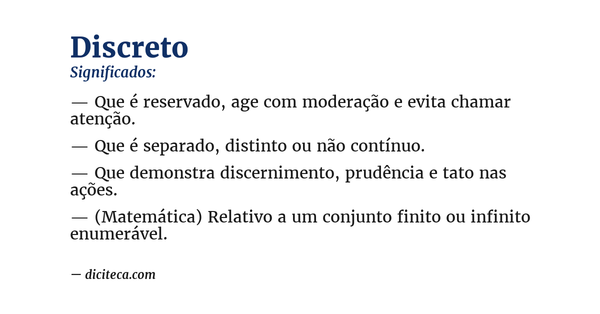 Significado de discreto
