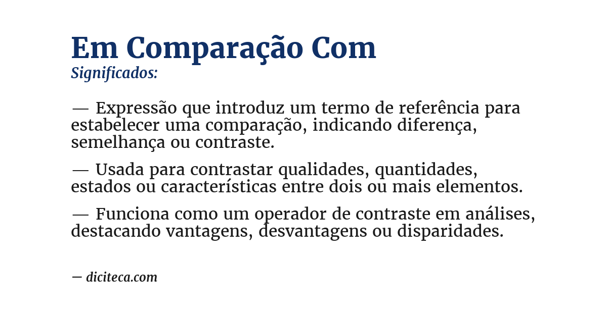Significado de em comparação com