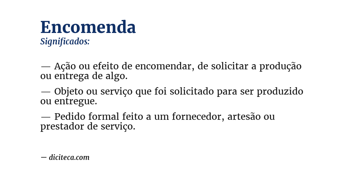 Significado de encomenda