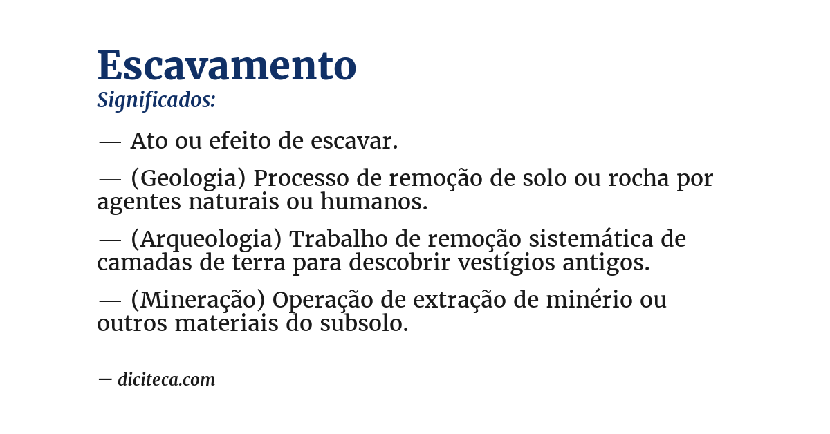 Significado de escavamento
