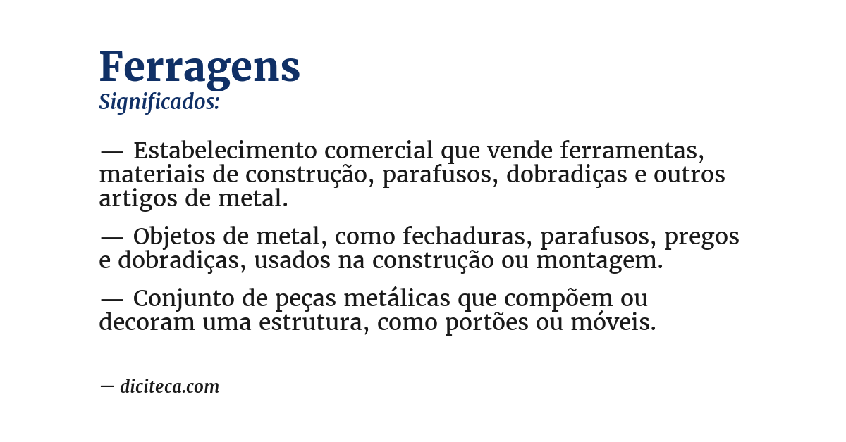 Significado de ferragens