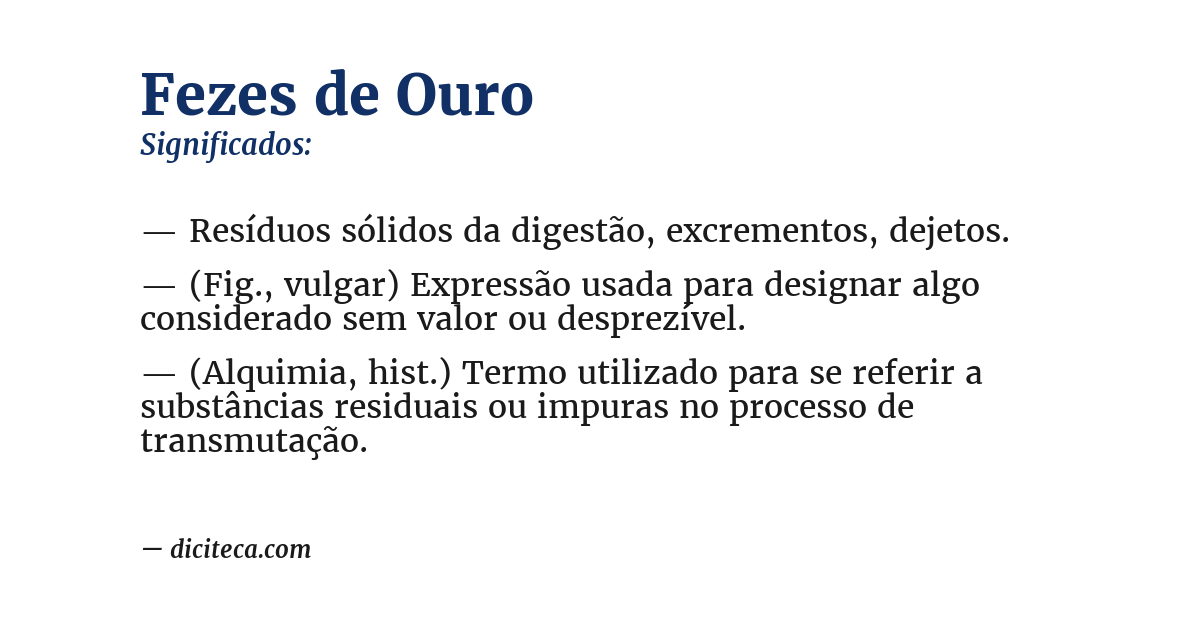 Significado de fezes de ouro
