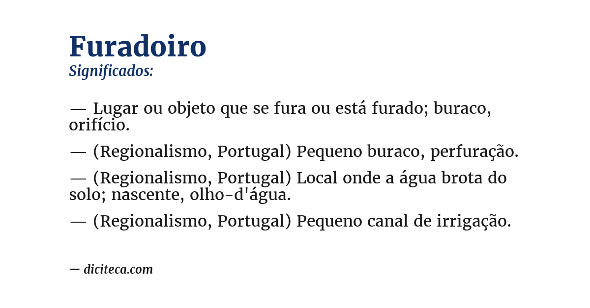Significado de furadoiro