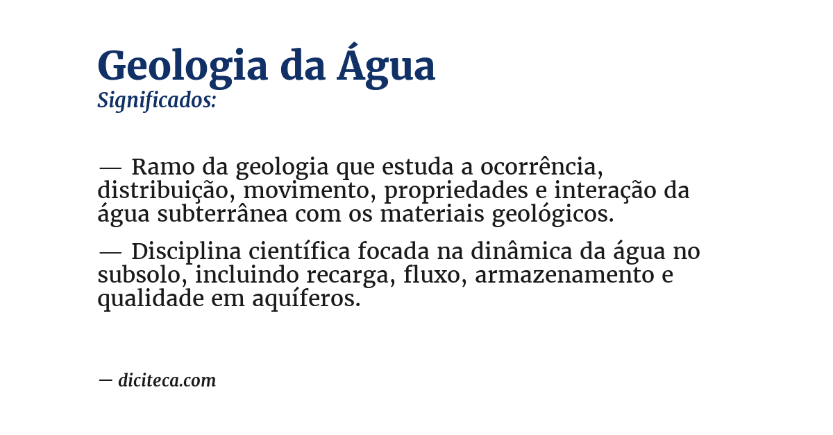 Significado de geologia da água
