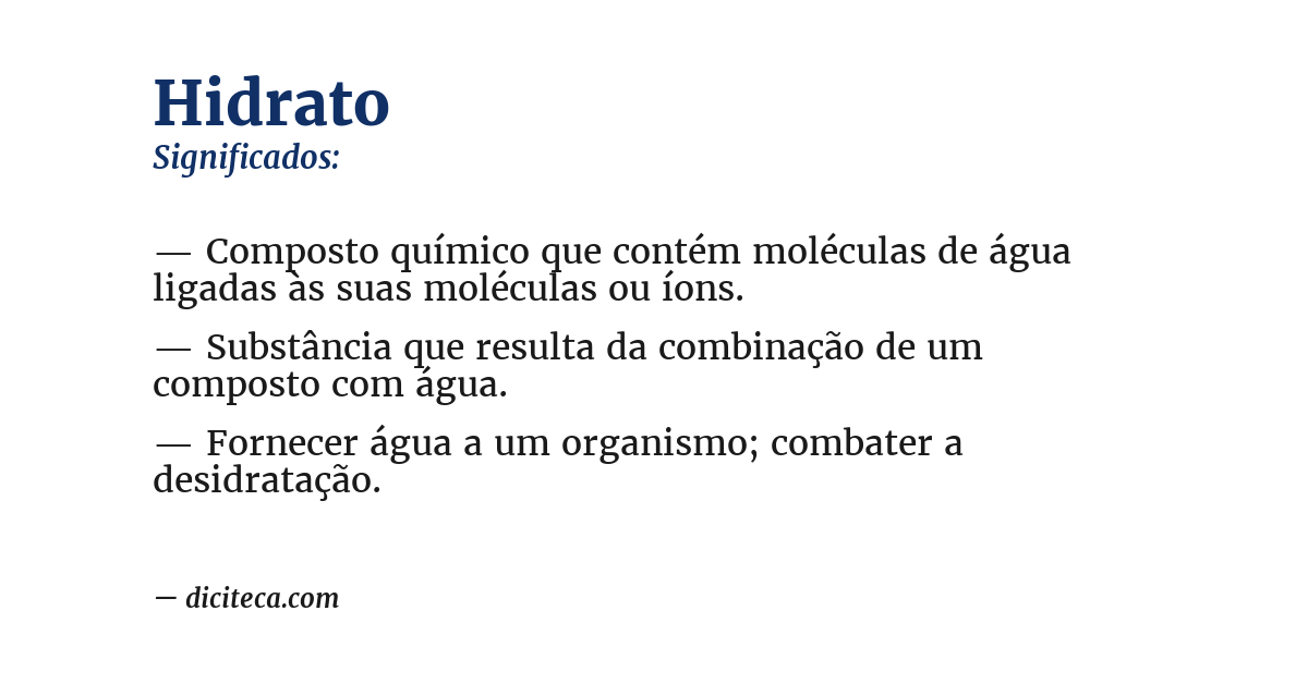 Significado de hidrato