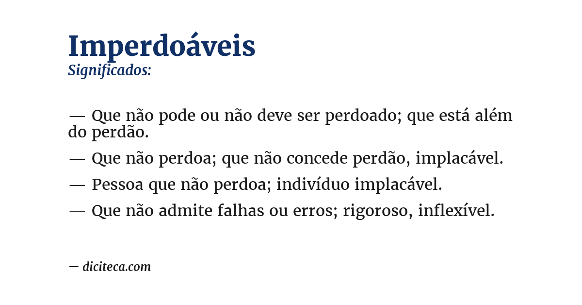 Significado de imperdoáveis