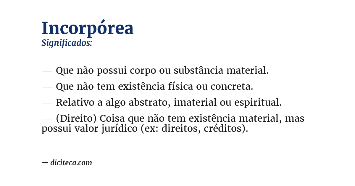 Significado de incorpórea