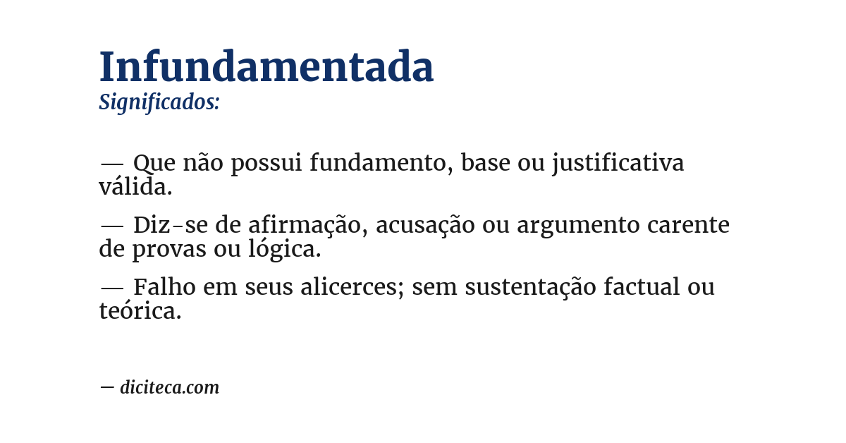 Significado de infundamentada