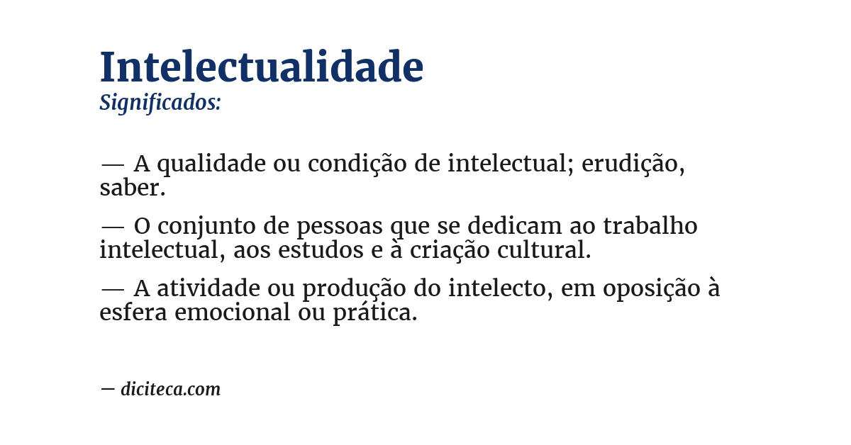 Significado de intelectualidade