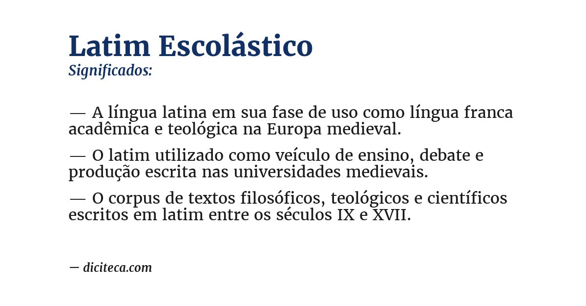 Significado de latim escolástico