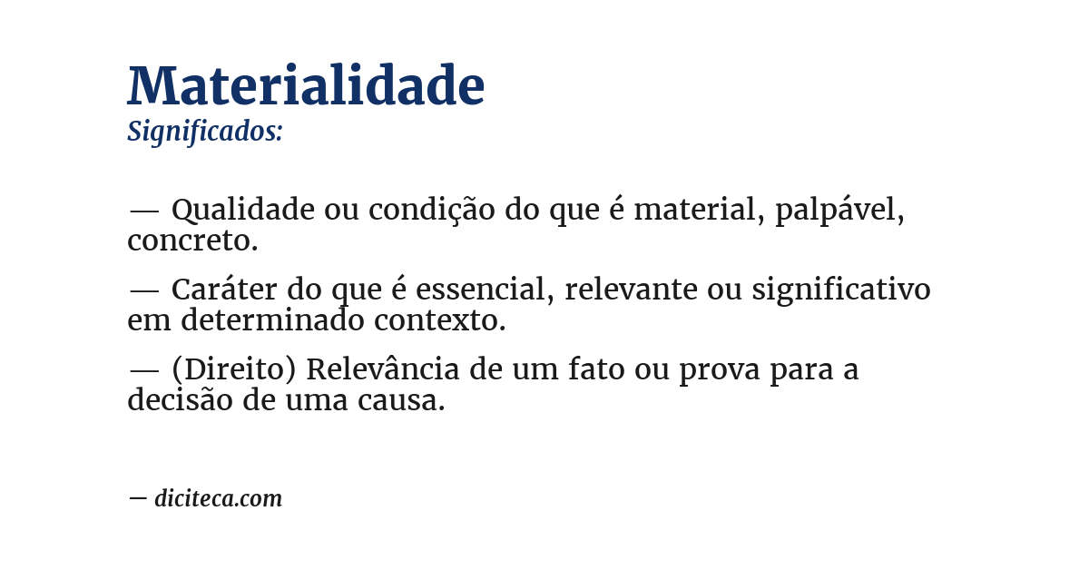 Significado de materialidade