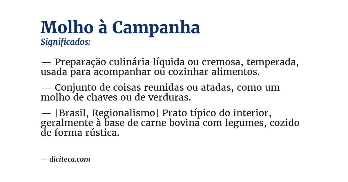 Significado de molho à campanha