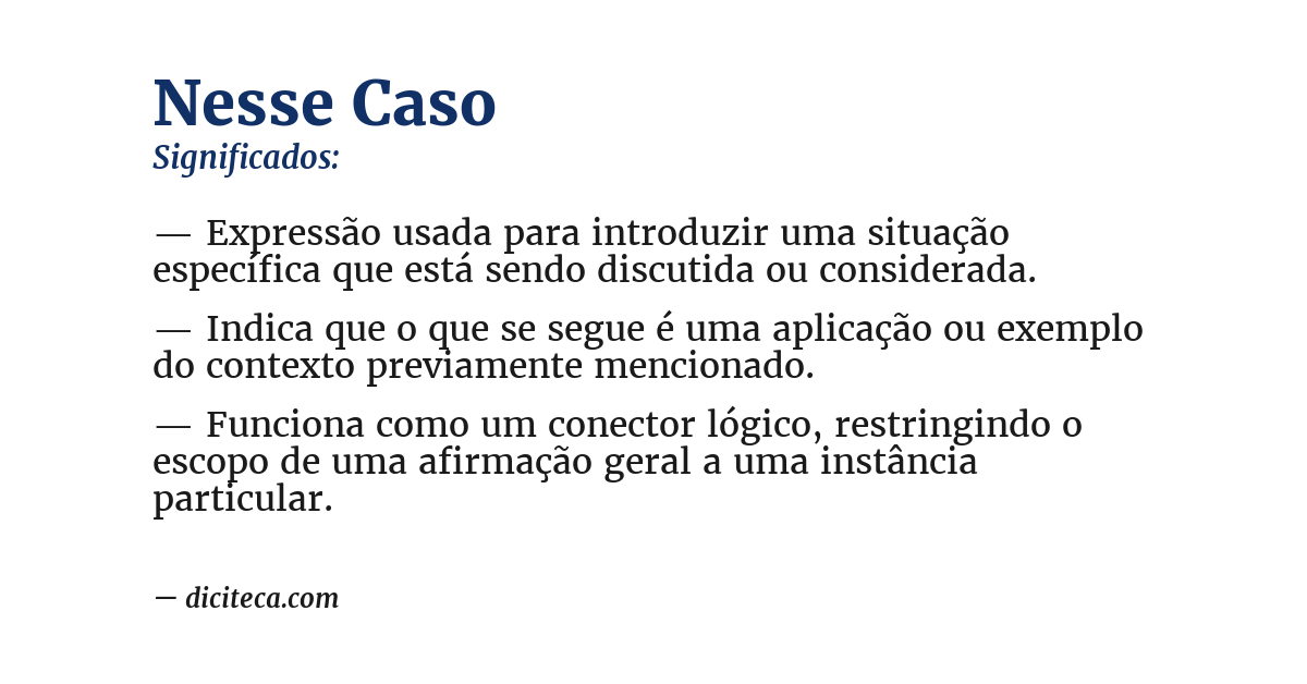 Significado de nesse caso