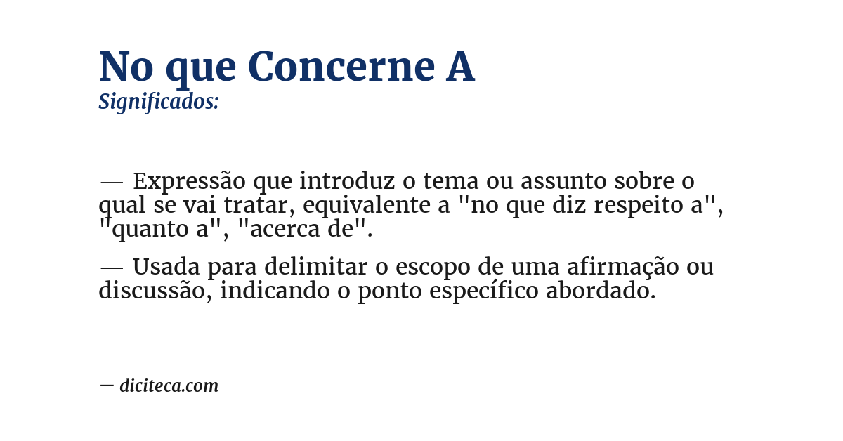 Significado de no que concerne a