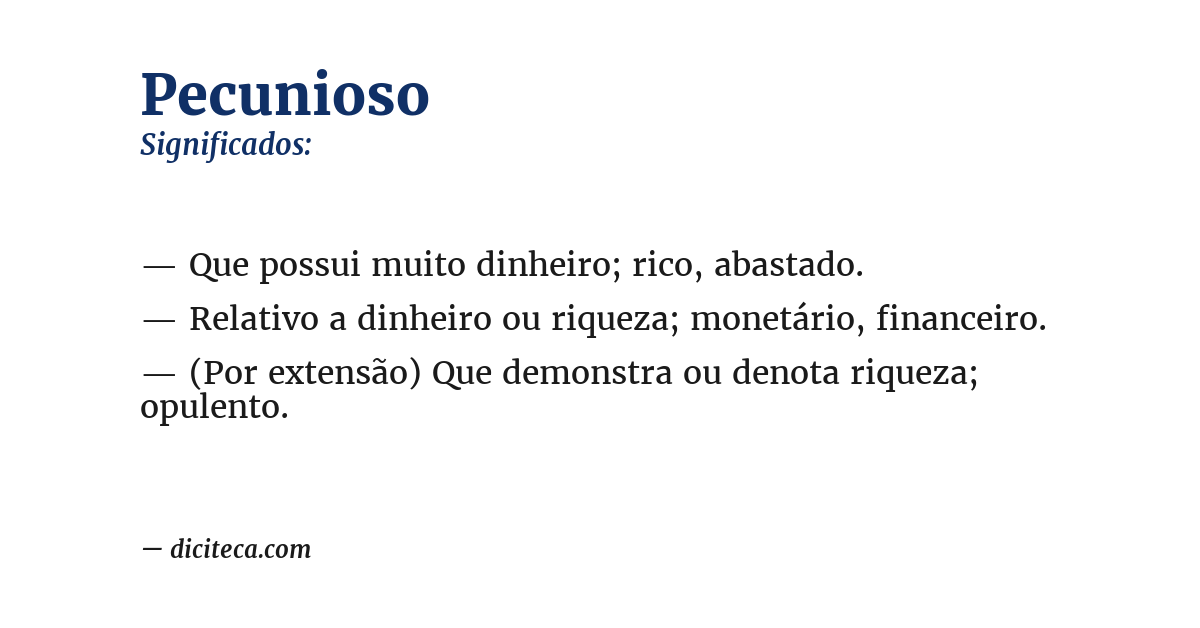Significado de pecunioso