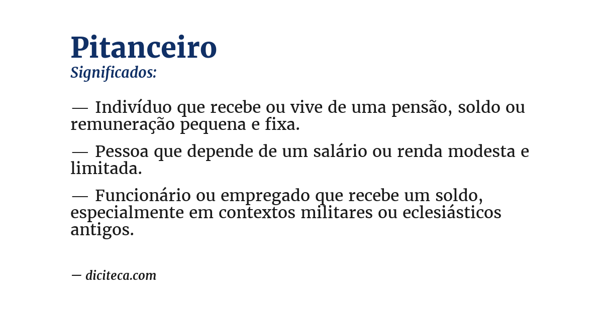 Significado de pitanceiro