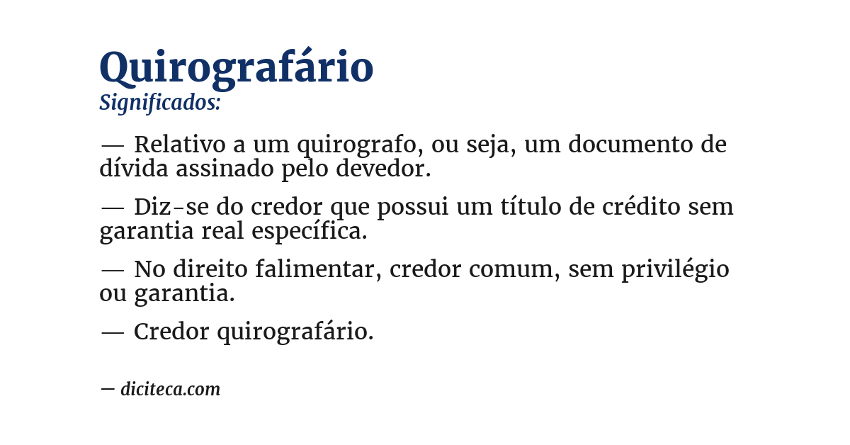 Significado de quirografário