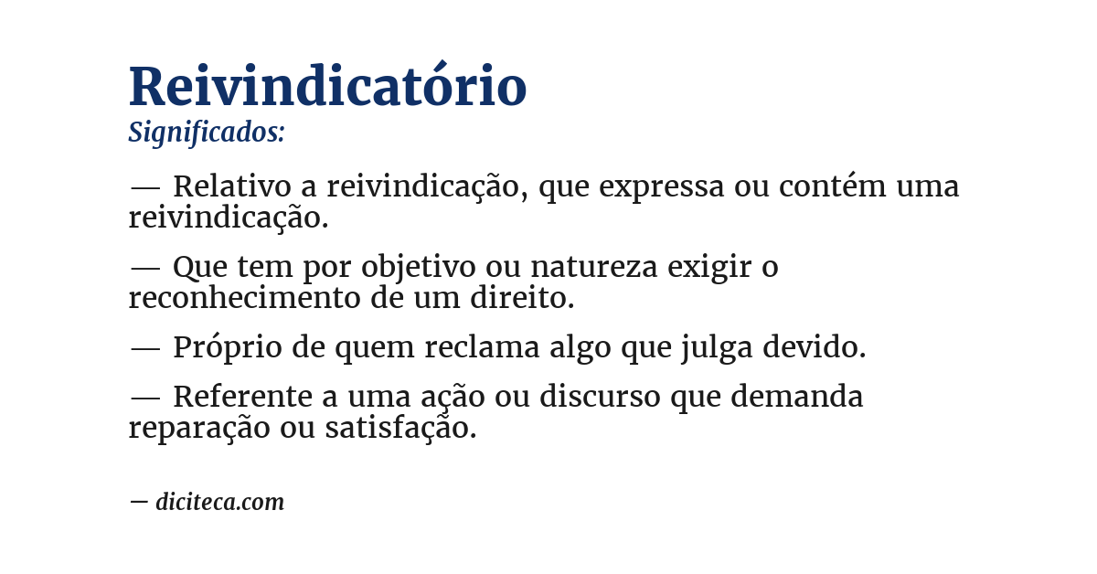 Significado de reivindicatório