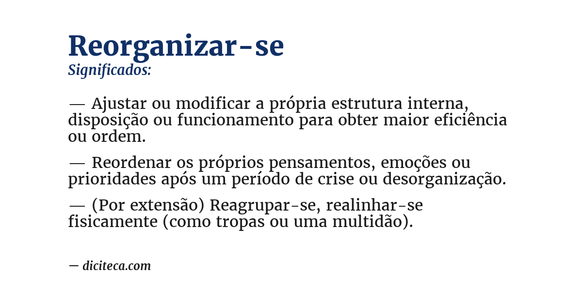 Significado de reorganizar-se
