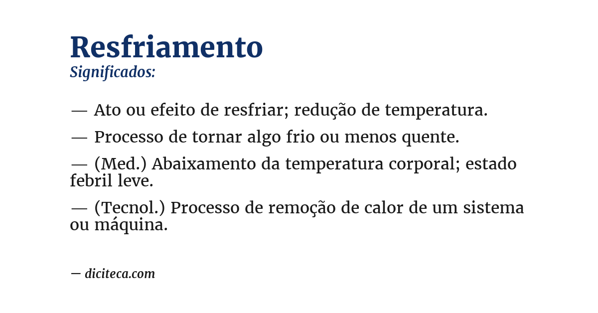 Significado de resfriamento