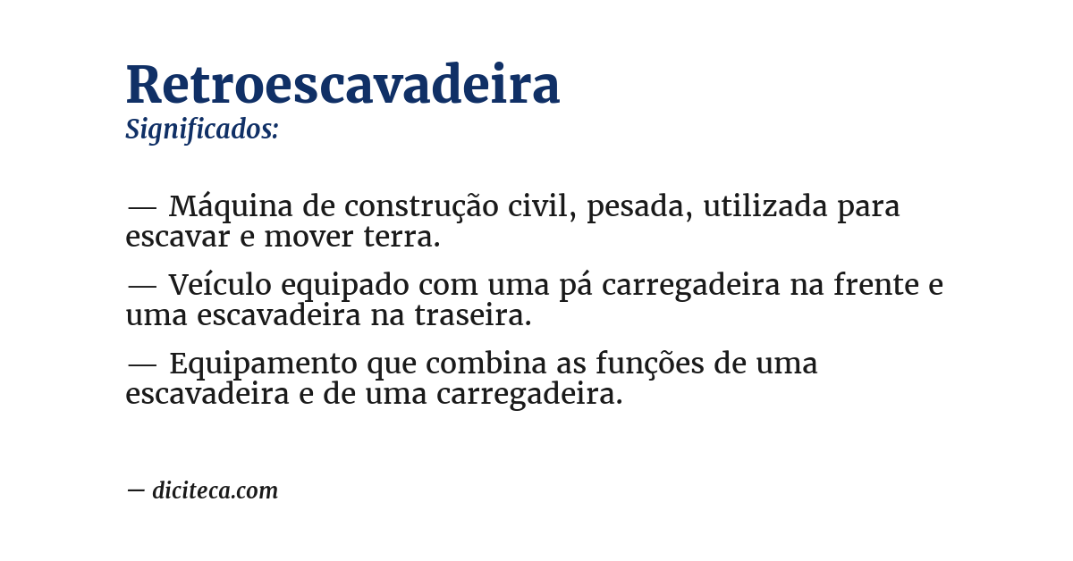 Significado de retroescavadeira