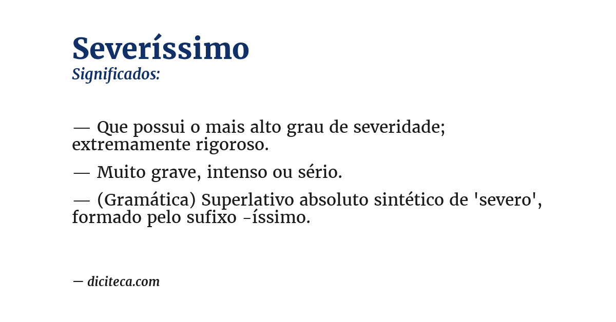 Significado de severíssimo
