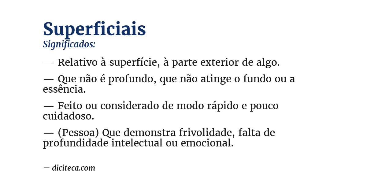 Significado de superficiais