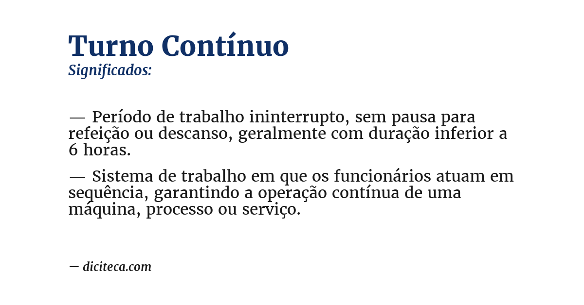 Significado de turno contínuo