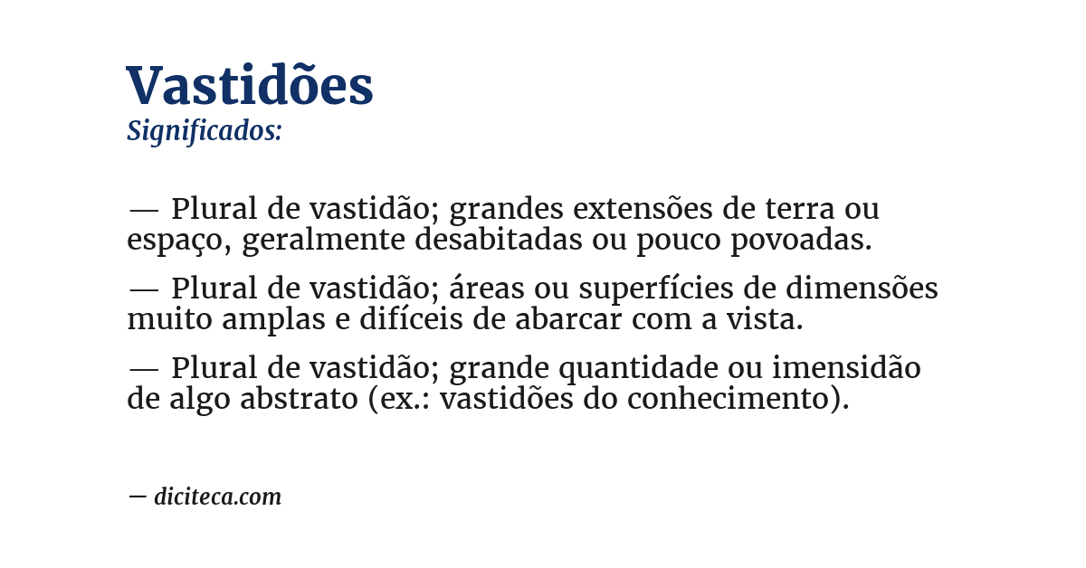 Significado de vastidões