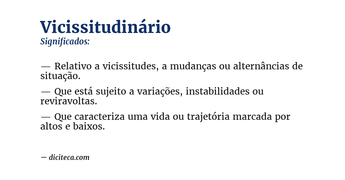 Significado de vicissitudinário