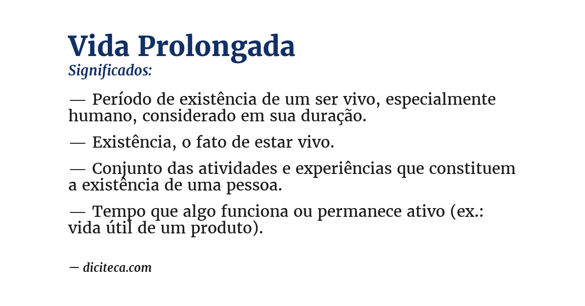 Significado de vida prolongada