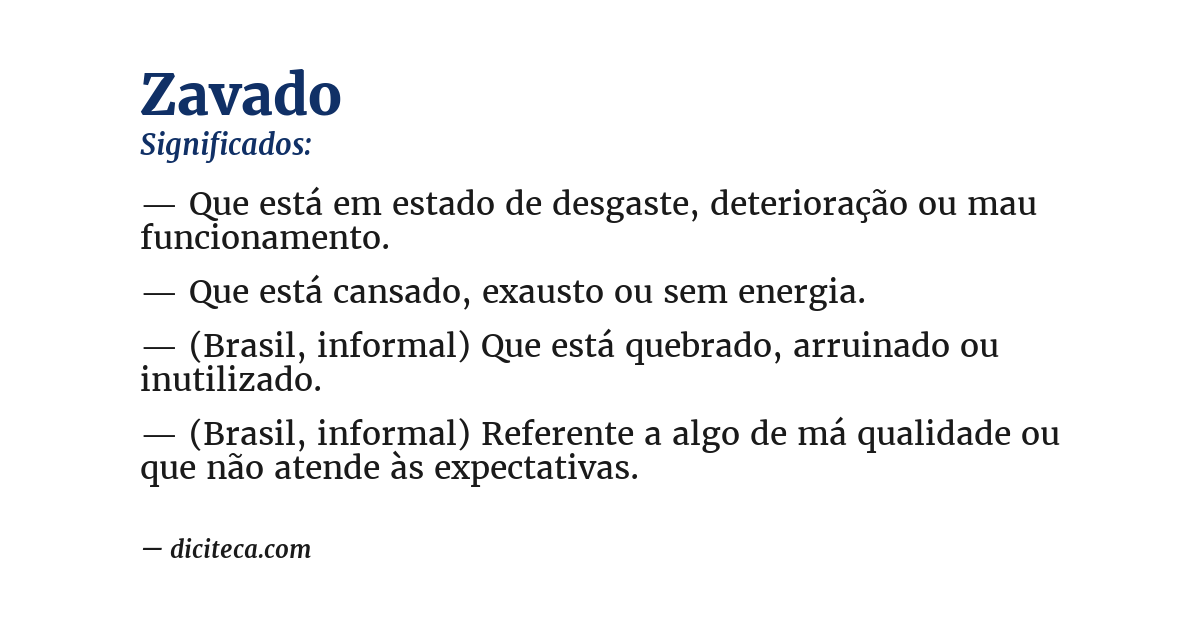 Significado de zavado