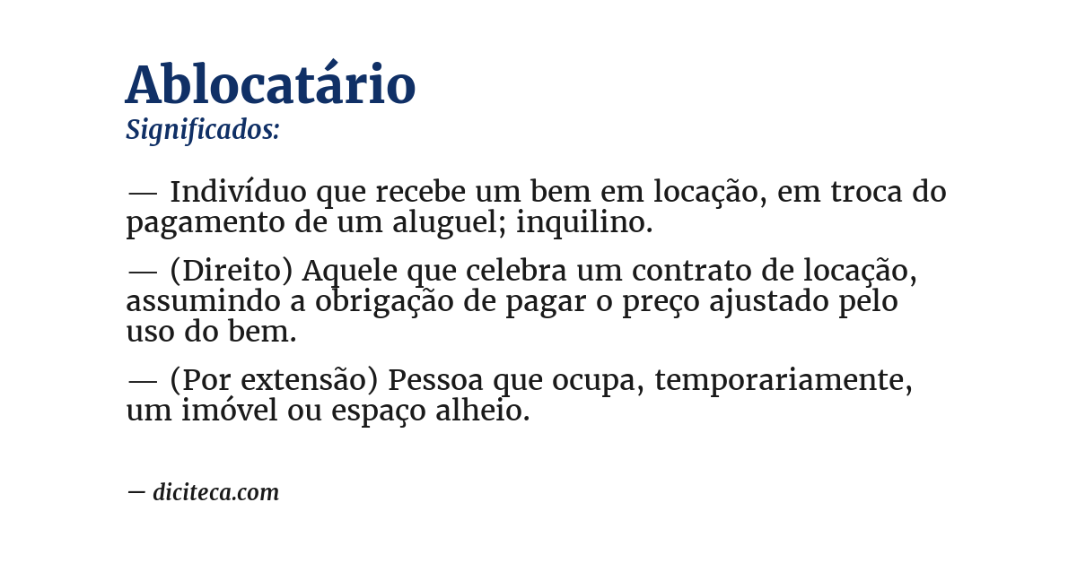 Significado de ablocatário