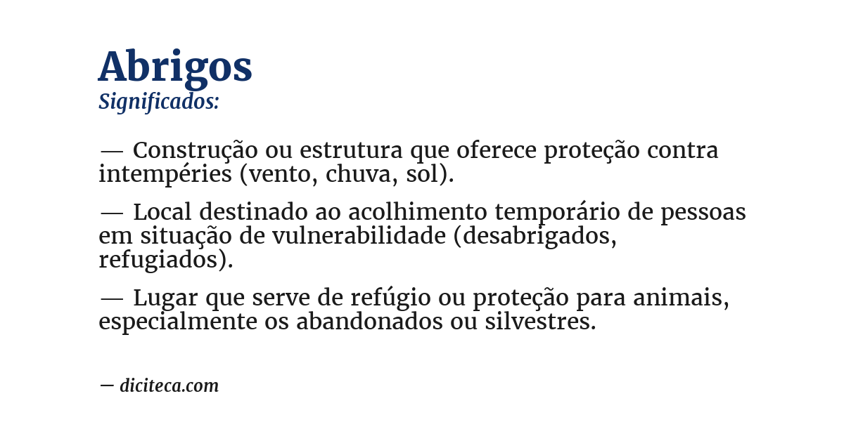 Significado de abrigos