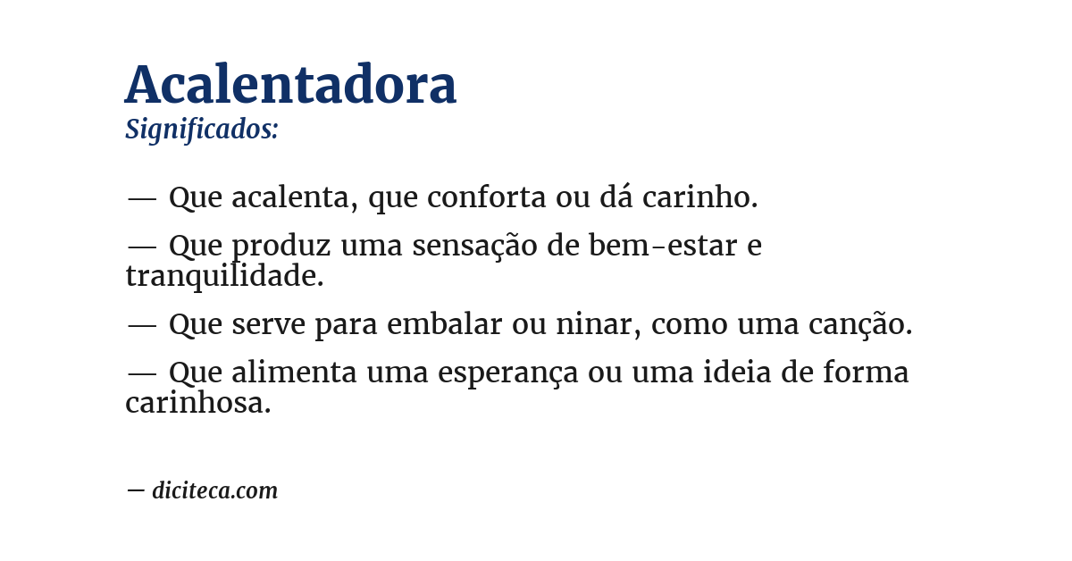 Significado de acalentadora
