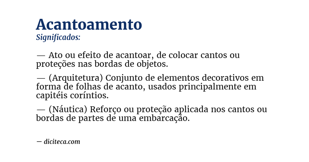 Significado de acantoamento