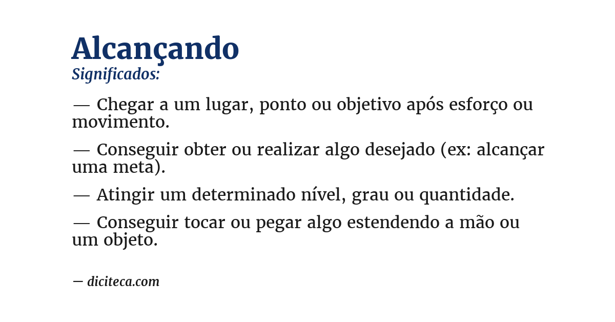 Significado de alcançando