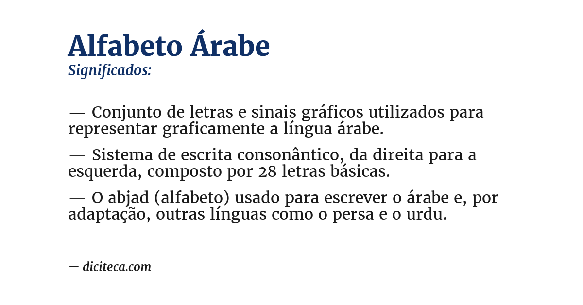 Significado de alfabeto árabe