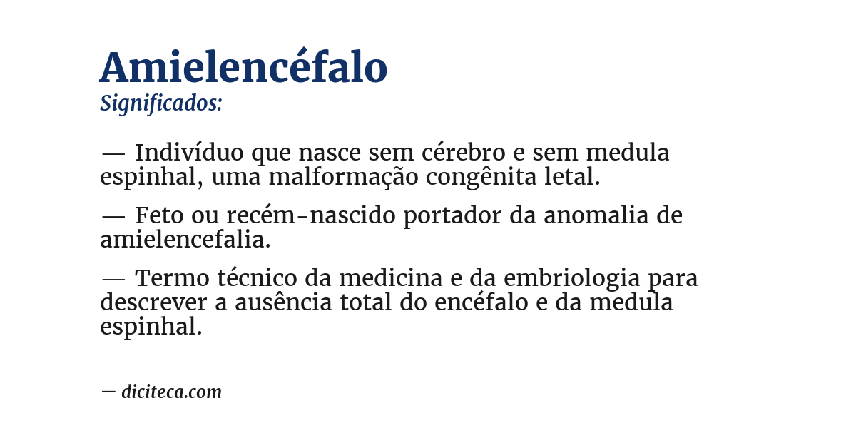 Significado de amielencéfalo