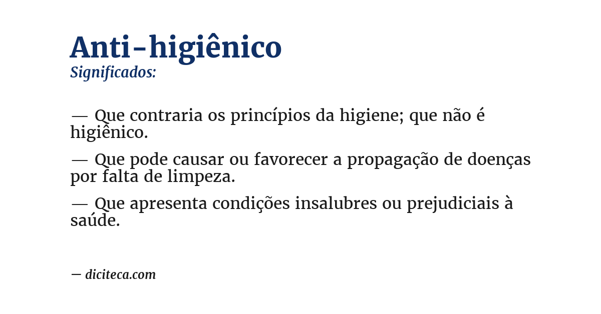 Significado de anti-higiênico
