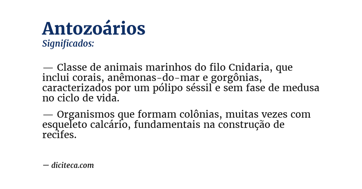 Significado de antozoários