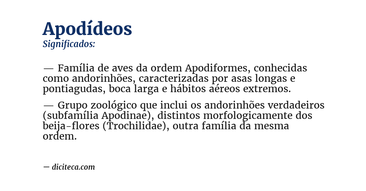Significado de apodídeos