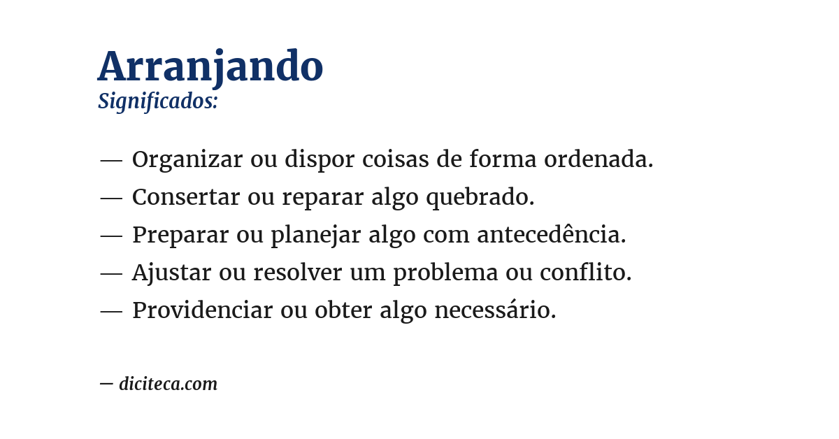 Significado de arranjando