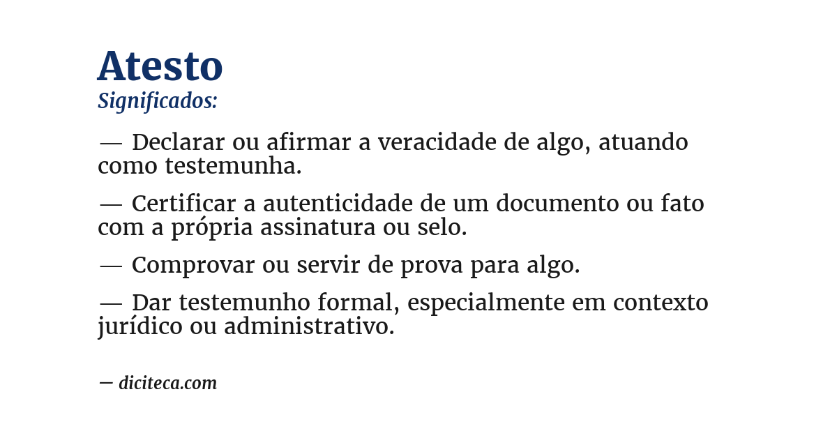 Significado de atesto