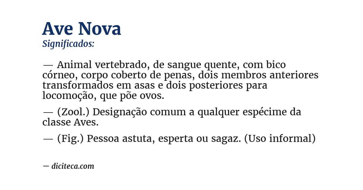 Significado de ave nova