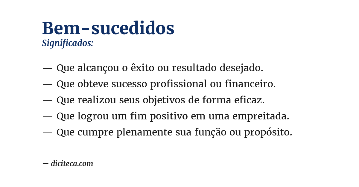 Significado de bem-sucedidos