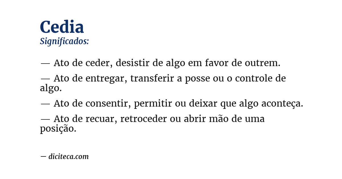 Significado de cedia